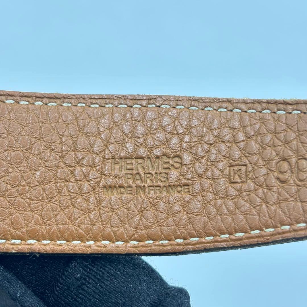HERMESエルメス リバーシブル レザーベルトウエスト90 ブラック ブラウン