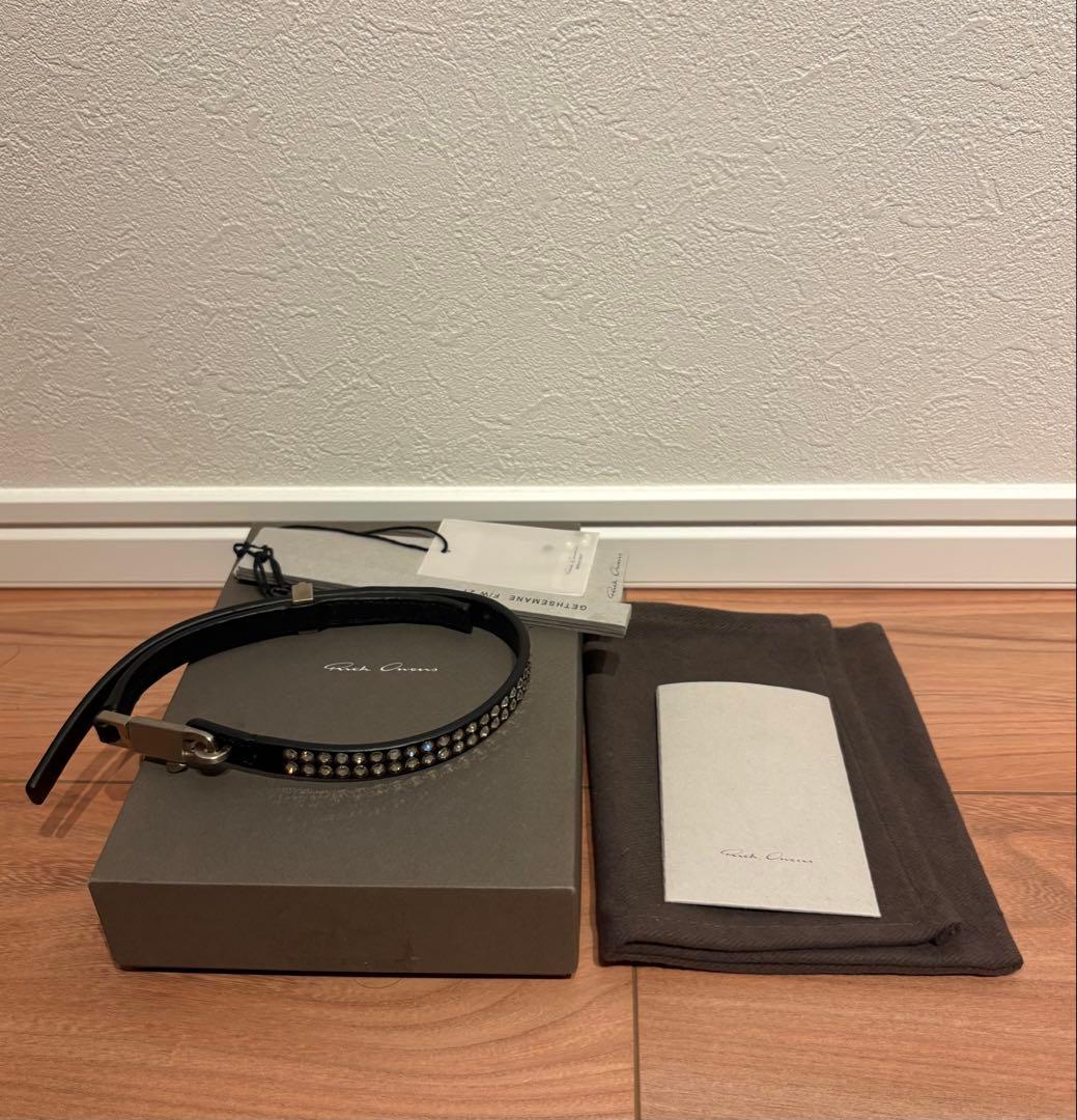 最終価格 Rick Owens ラインストーンレザーチョーカー