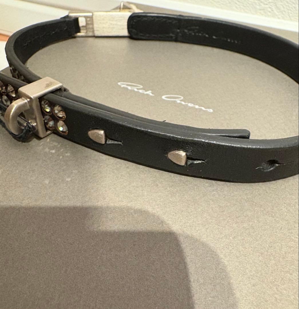 最終価格 Rick Owens ラインストーンレザーチョーカー