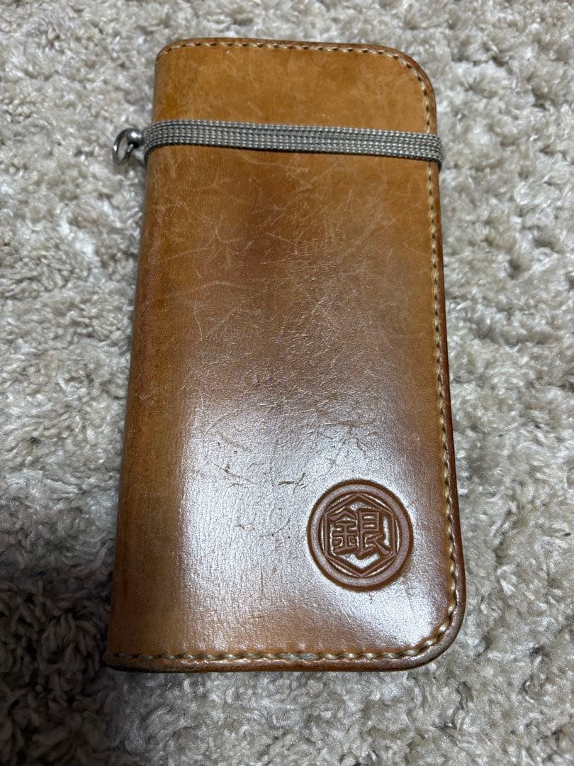 銀鱗堂　印伝紐巻き長型財布　本革　 長財布 ライダースウォレット