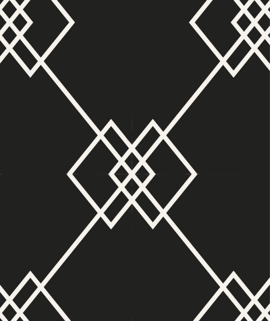 黒と白の幾何学模様 浴衣・帯セット