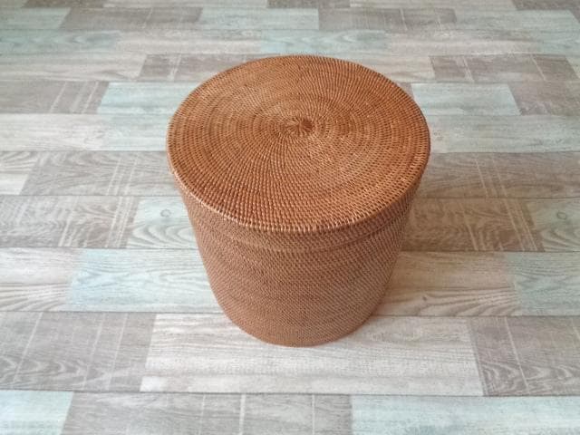 円筒ボックス●フタ取外可●無地●アタ●バリ島●アジアン雑貨●1001.1