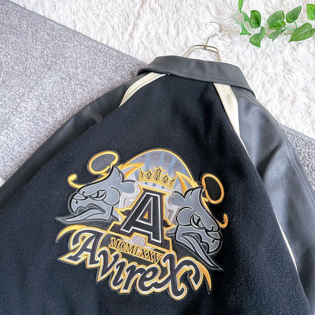 アビレックス　スタジャン　両面デザイン　y2k 袖レザー　中綿　リバーシブル