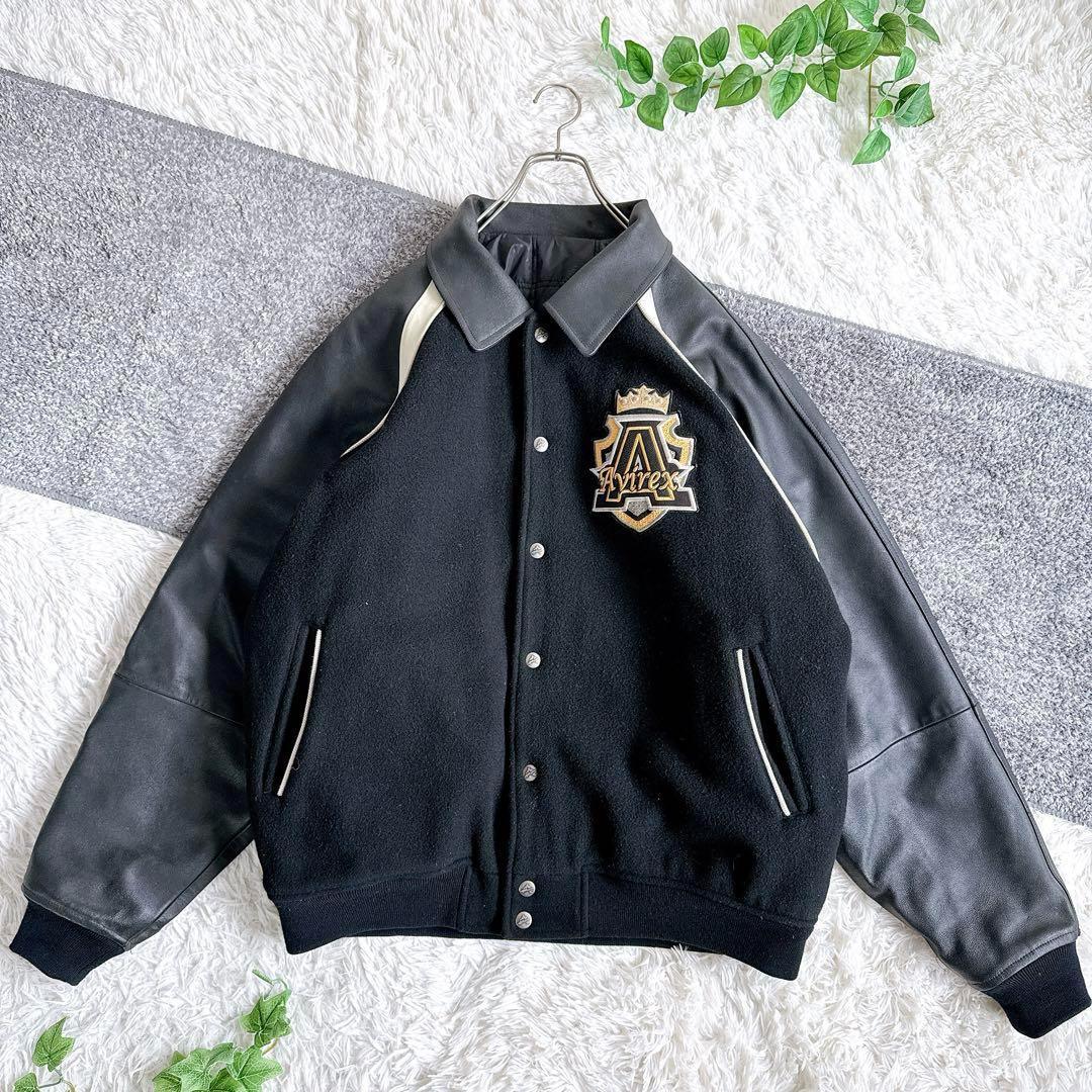 アビレックス　スタジャン　両面デザイン　y2k 袖レザー　中綿　リバーシブル