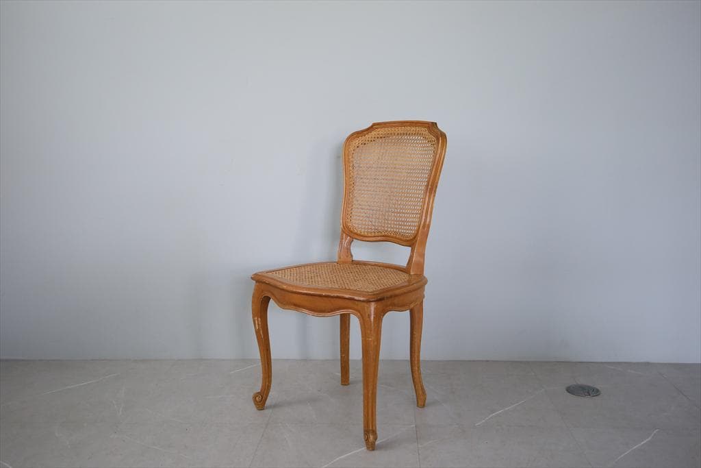 フランスアンティーク猫脚ダイニングチェア/椅子イス/籐ラタン(90-190-1)