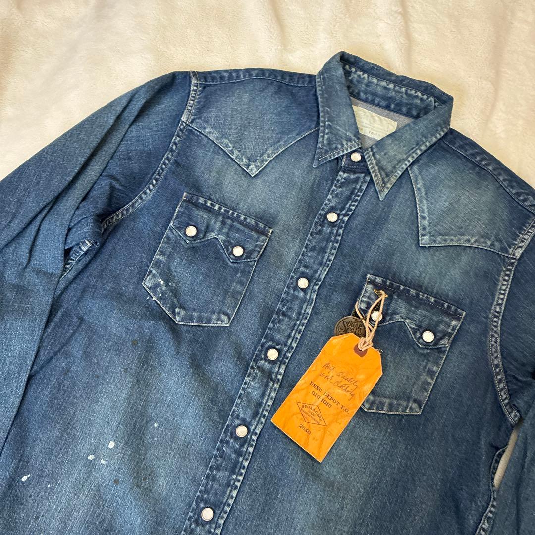 SUGAR CANE シュガーケーン　ウエスタンデニムシャツペンキ加工