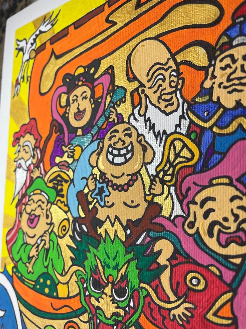 うさ☆ 開運絵画 七福神 アクリル画 絵画 龍ノツカイ 金運