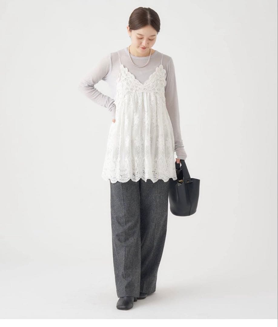 イエナ　アンティークバテンレースフリルキャミソール