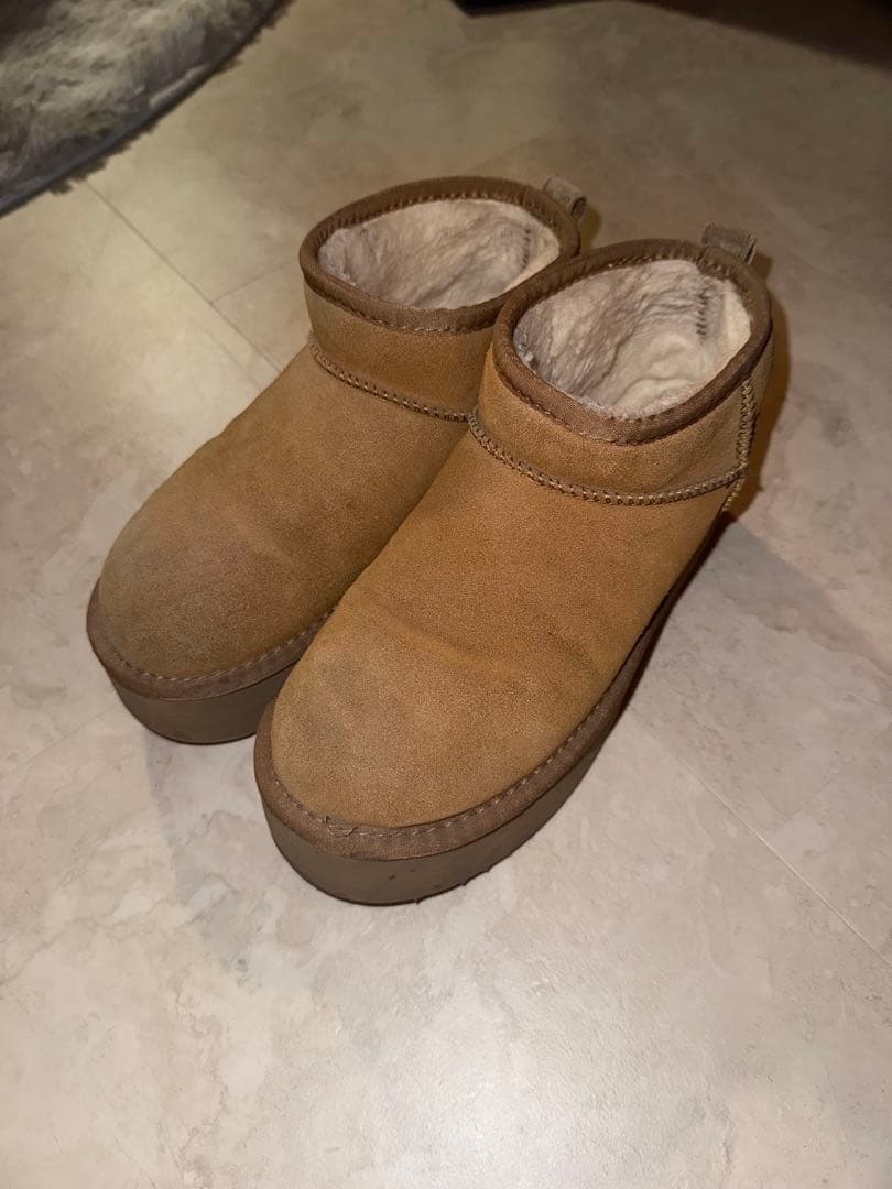 UGG 厚底 ムートンブーツ ショート ブラウン 25cm