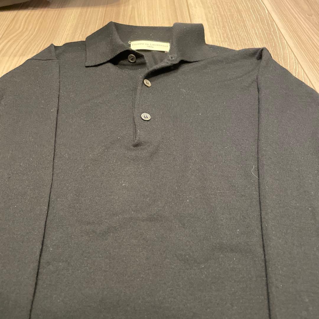 Filippo de Laurentiis ブラック ニットポロ ブラック 48