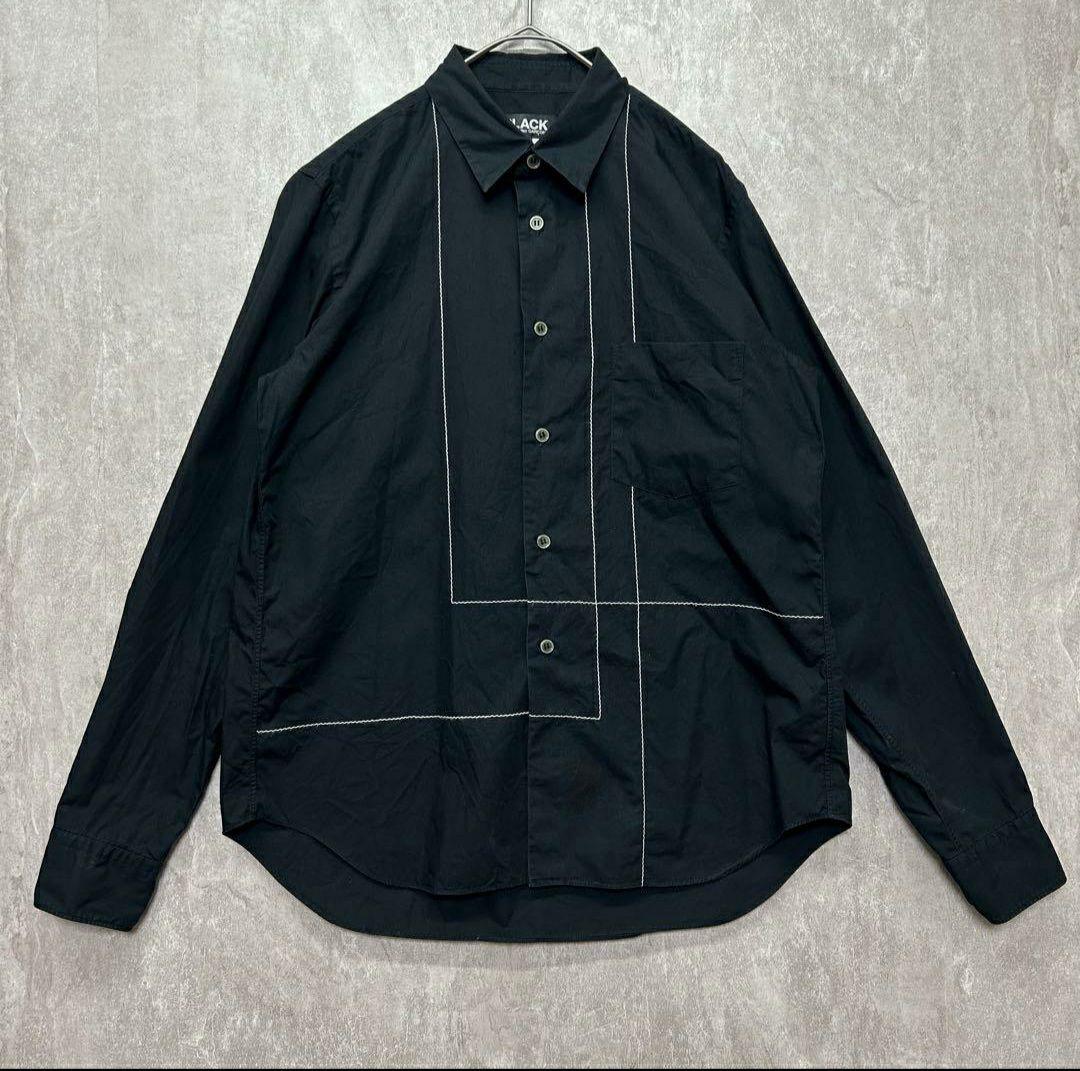 ブラックコムデギャルソン ステッチ長袖シャツ Mサイズ ブラック