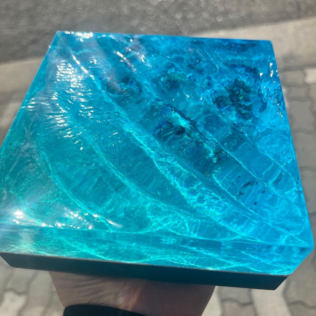 【波紋アート】Real Ocean／立体オブジェ／15cmプリズム×6cm