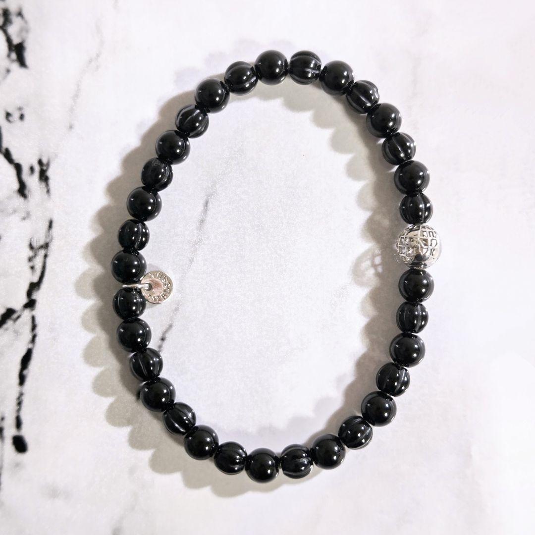 タテオシアンTATEOSSIANラウンドオニキス数珠ビーズブレスレットカフス