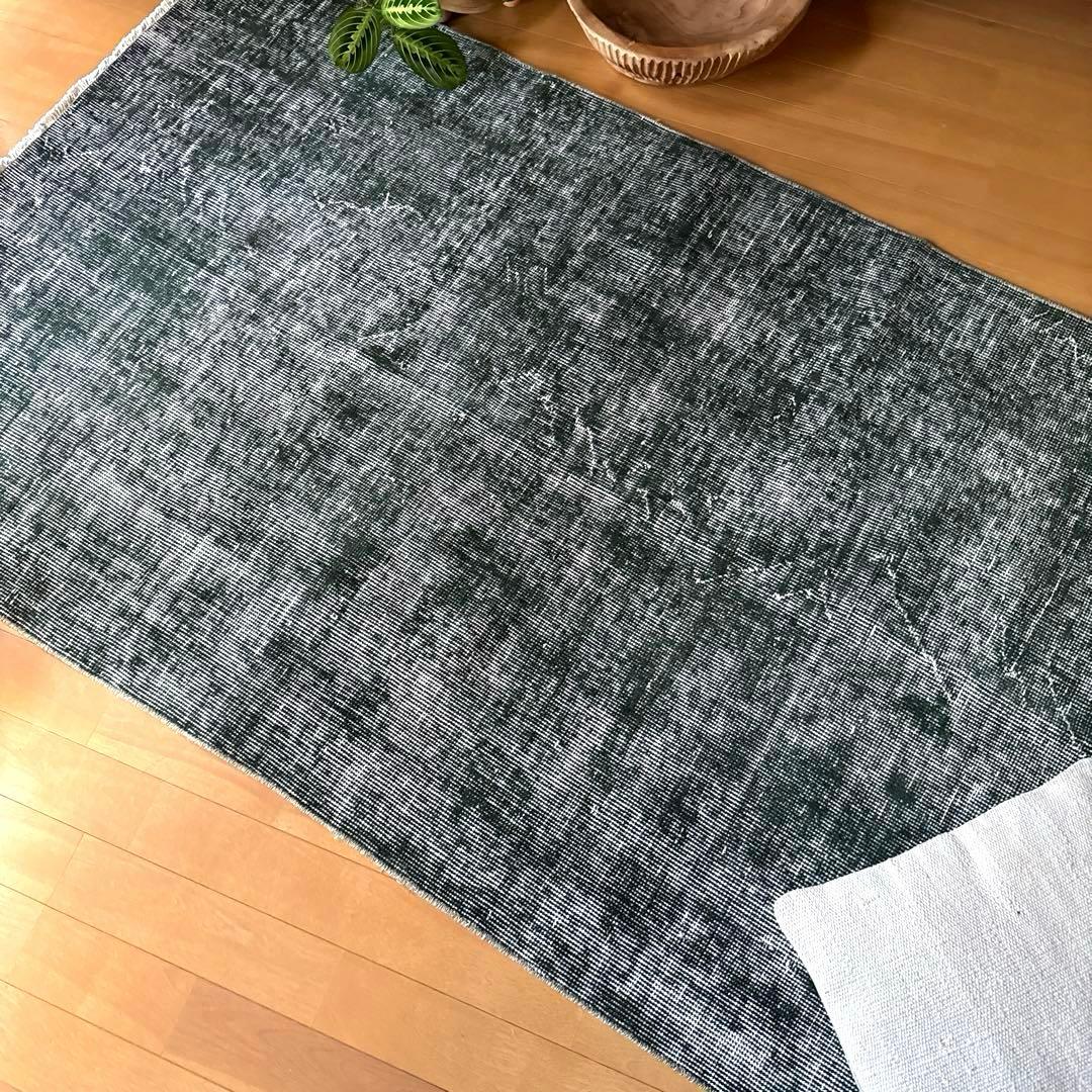 94.5×206ビリジアングリーン　ワンカラー　貴重トルコヴィンテージラグ