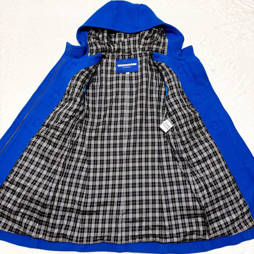 後期モデル　バーバリーブルーレーベル　ダッフルコート　ノバチェック　青　M