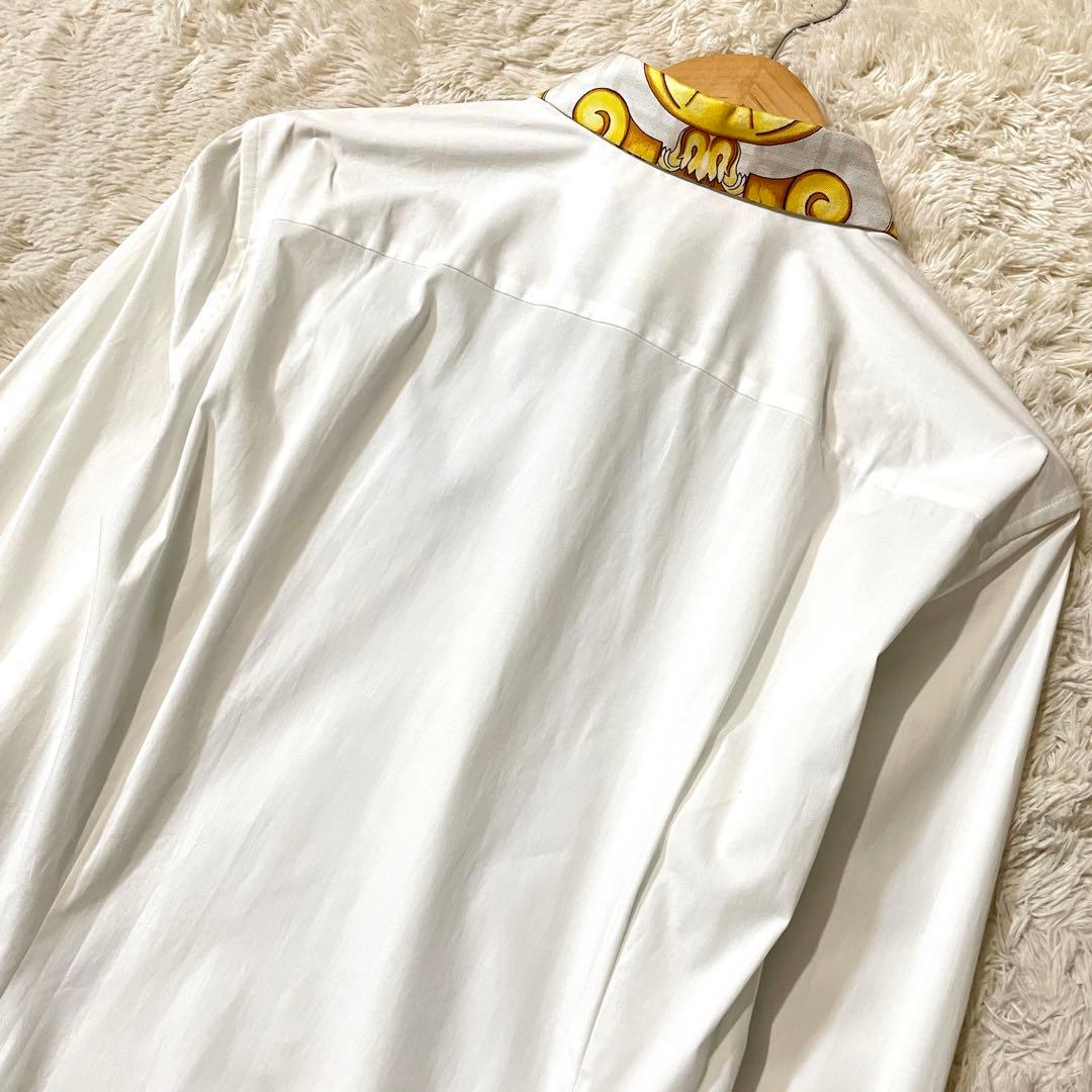 【美品】フェンディ×ヴェルサーチ 襟柄 長袖シャツ ズッカ柄 ホワイト 41