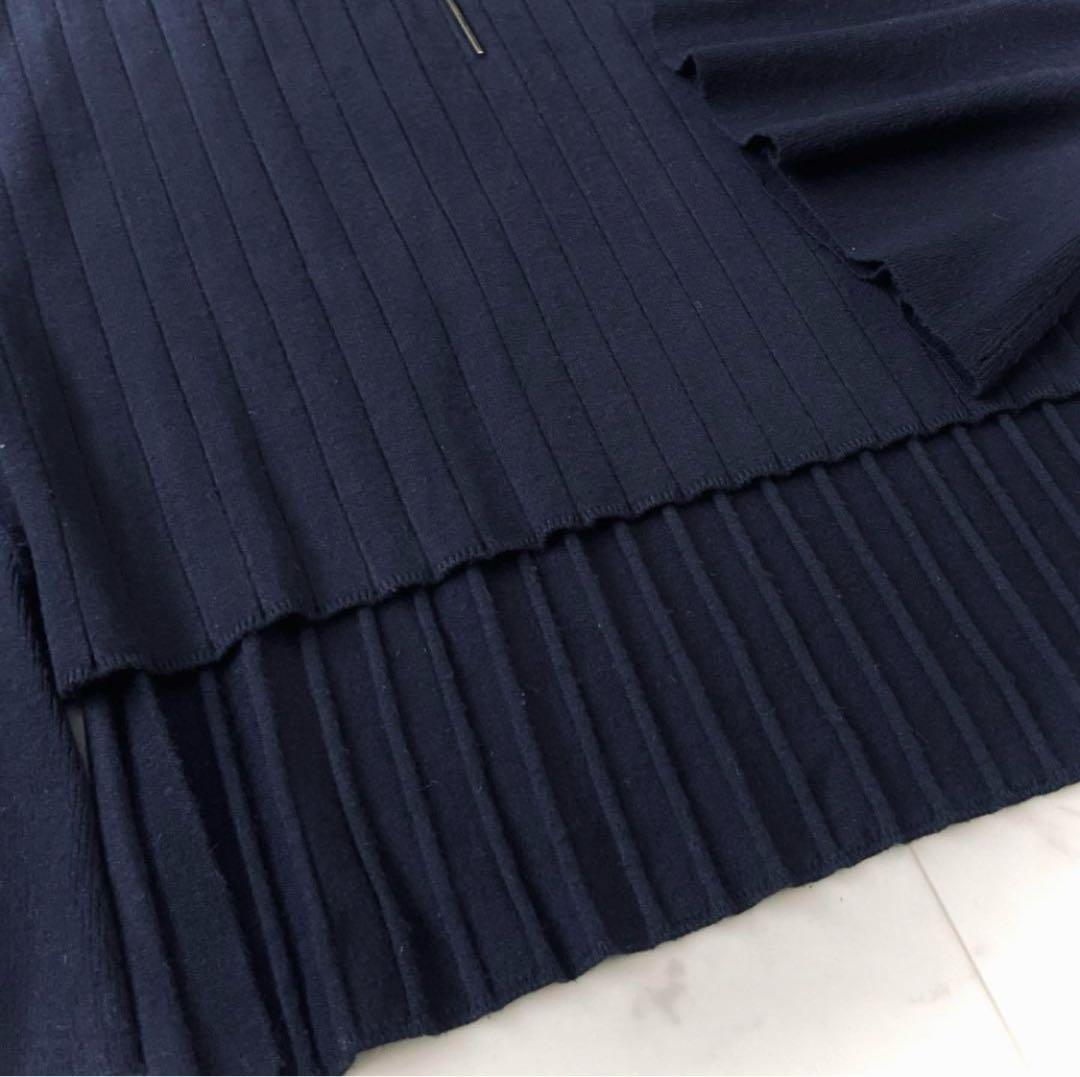 極美品 アドーア フレアスリーブ リブ編み ニットプルオーバー クルーネック