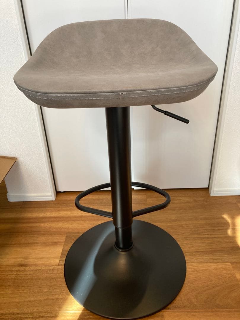 2脚セット　グレー バーチェア 高さ調節可能