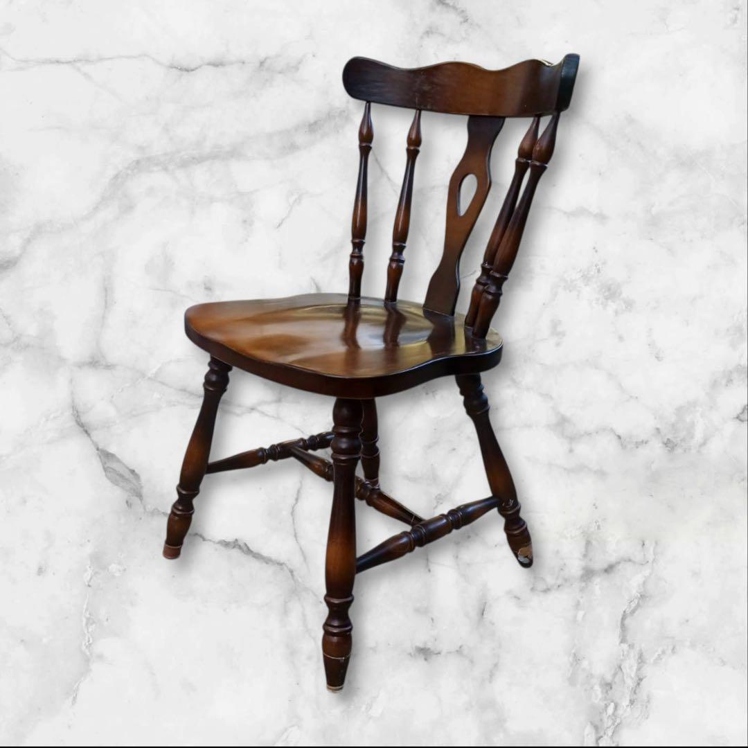 ④キツツキマーク 木製チェア 飛騨家具 レトロ