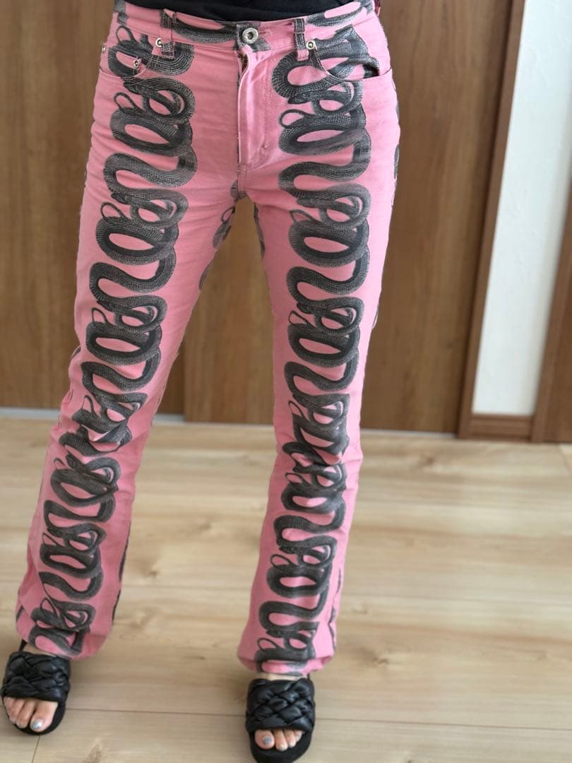 超希少！ヒステリックグラマーピンク★蛇（スネーク）模様 デニムパンツ（M）