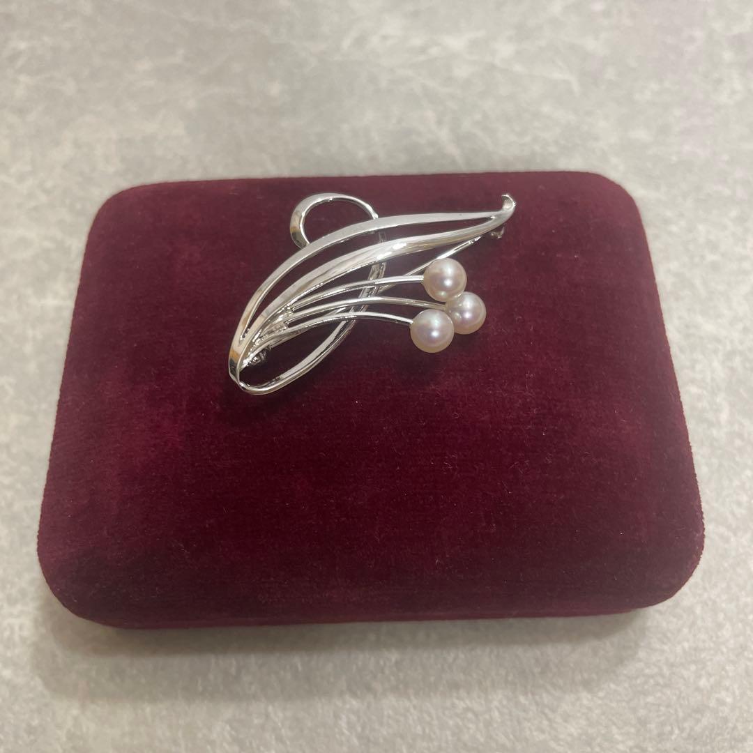 MIKIMOTO ミキモト 真珠 パール シルバー ブローチ