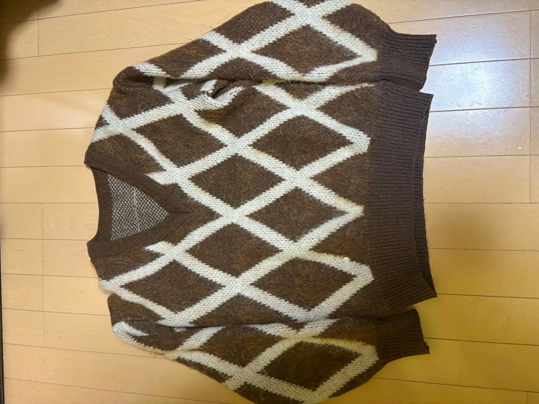 ヤ*ナ様 60s 70s モヘアニット モヘア Vネック アーガイルmohair