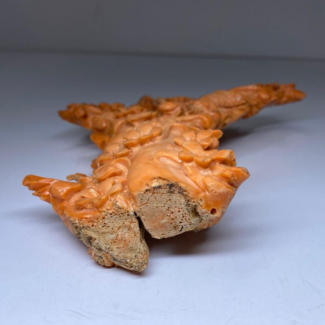 極太赤珊瑚置物　台込高さ23㎝/453g 東Y7-0312☆2F