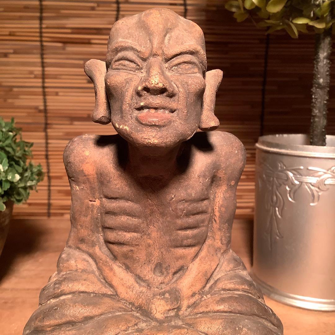 茶太郎様売約keep…最高位聖者「高僧・阿羅漢像」煩悩断滅・最高境地・泥仏・焼物