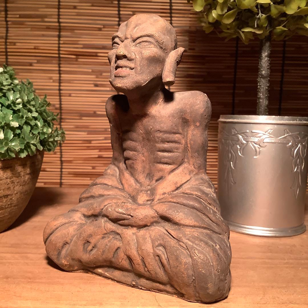 茶太郎様売約keep…最高位聖者「高僧・阿羅漢像」煩悩断滅・最高境地・泥仏・焼物