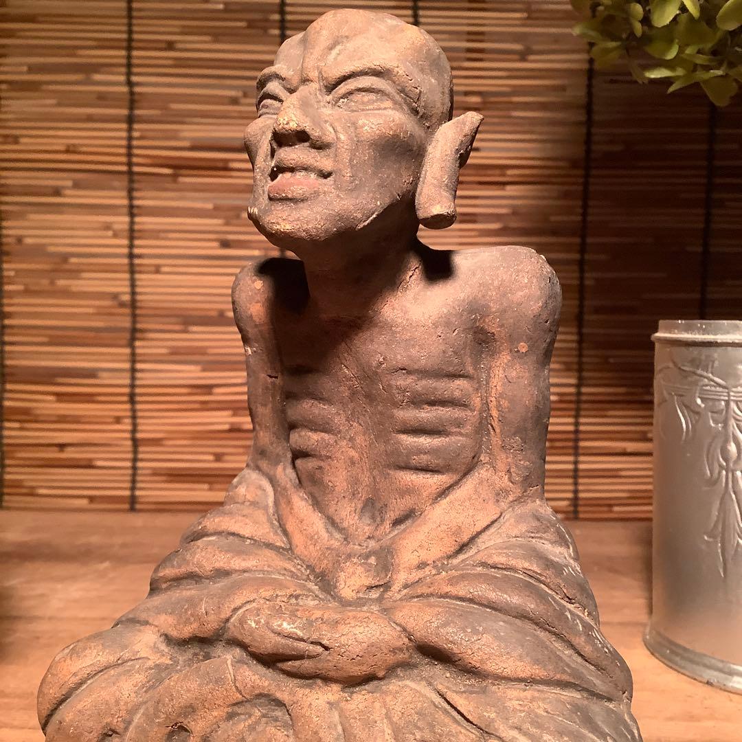 茶太郎様売約keep…最高位聖者「高僧・阿羅漢像」煩悩断滅・最高境地・泥仏・焼物