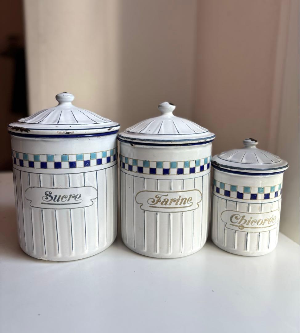 B.B社製 ホーロー キャニスター 2個セット