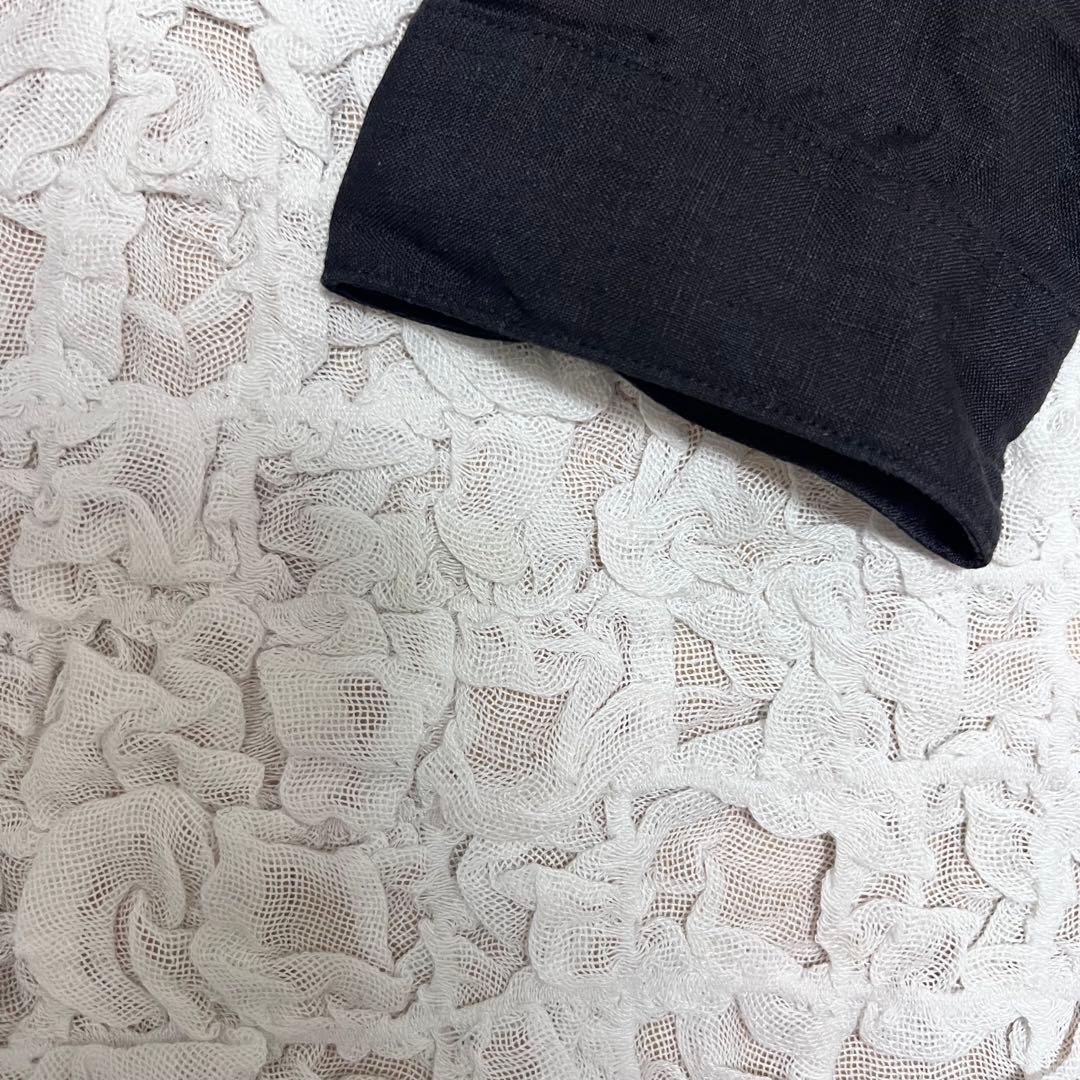 『希少サイズ』　DANTON バンドカラーシャツ　リネン100% 黒　【XL】