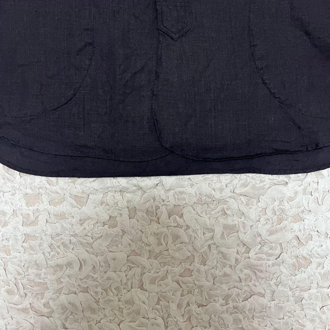 『希少サイズ』　DANTON バンドカラーシャツ　リネン100% 黒　【XL】