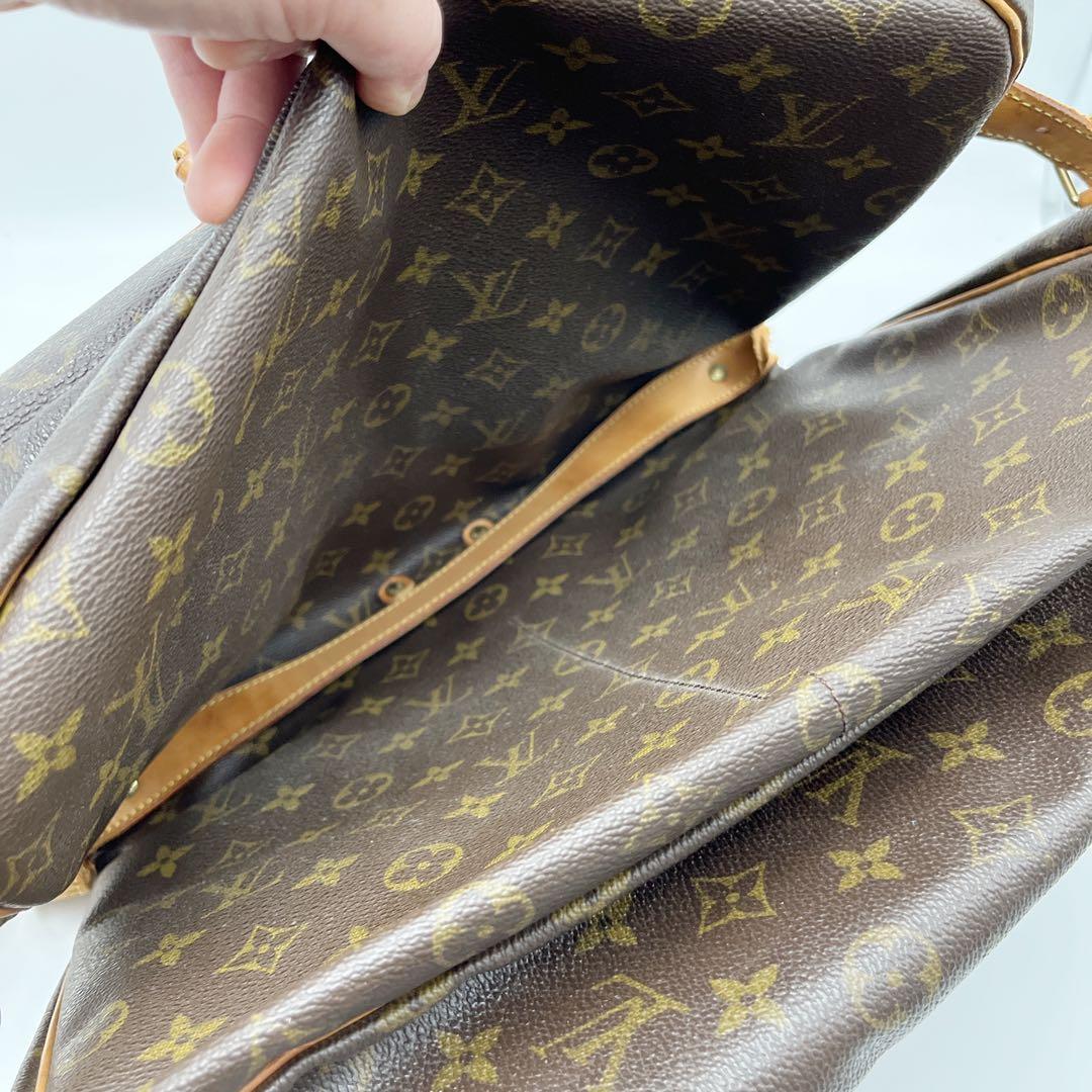 ルイヴィトン ソミュール 35 モノグラム ショルダーバッグ ショルダー千切れ有