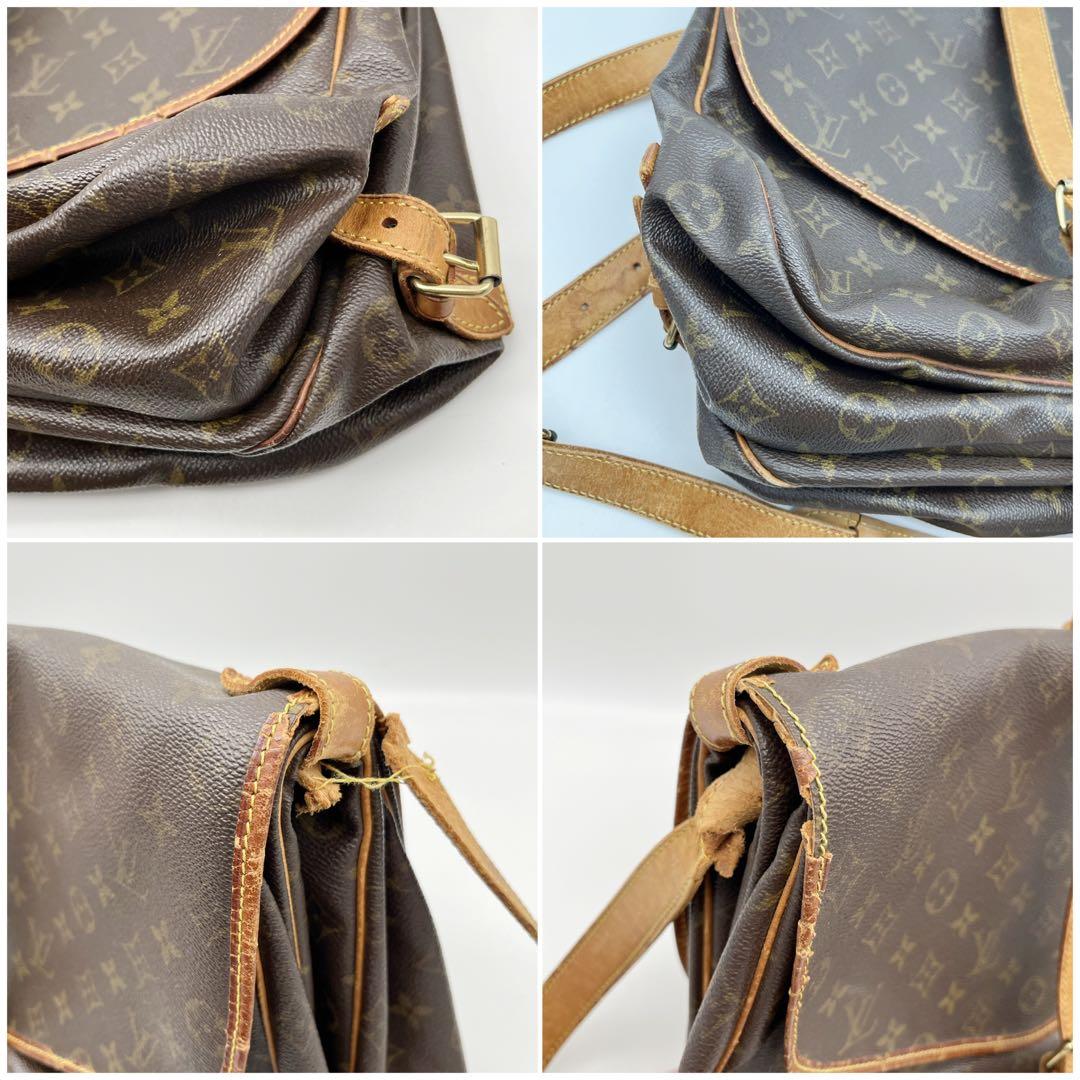 ルイヴィトン ソミュール 35 モノグラム ショルダーバッグ ショルダー千切れ有