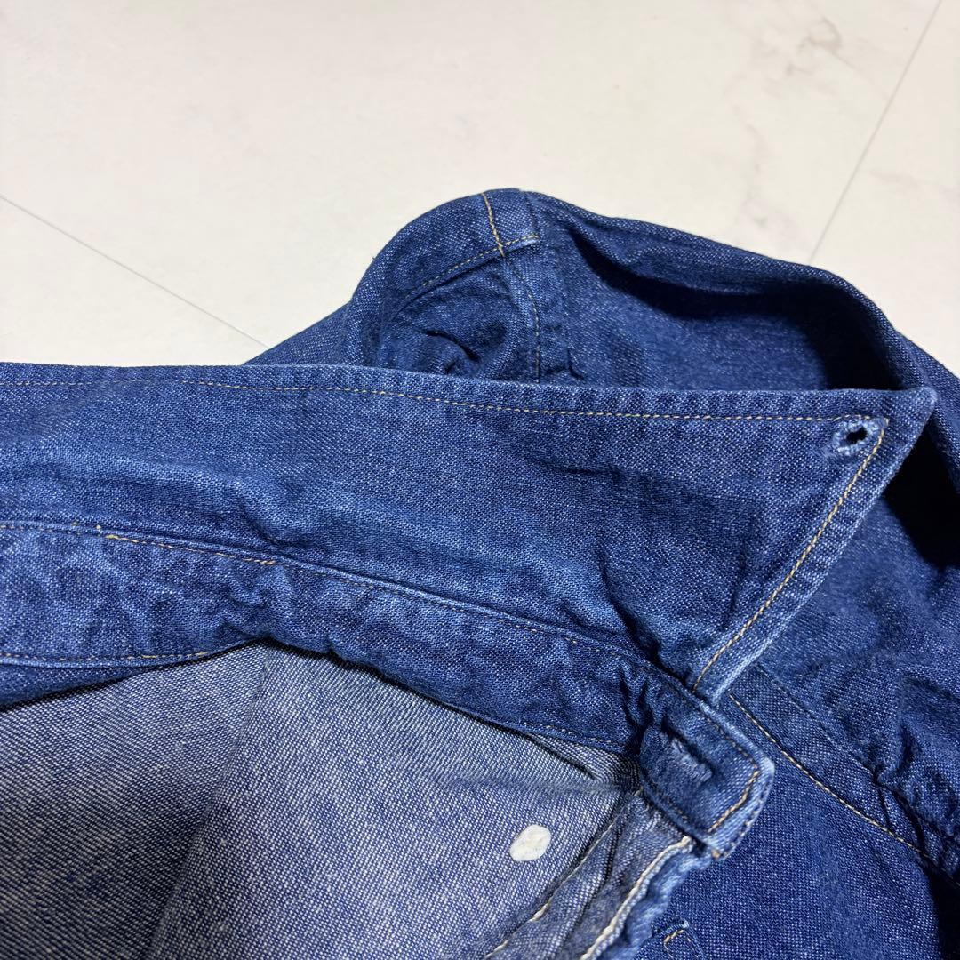 オアスロウ　デニムシャツ　日本製　インディゴ　M相当　ボタンダウン　青　長袖
