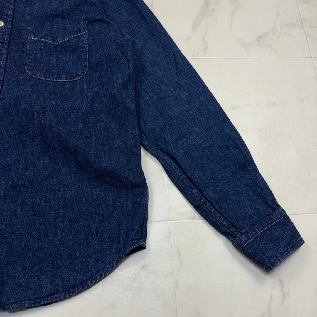 オアスロウ　デニムシャツ　日本製　インディゴ　M相当　ボタンダウン　青　長袖