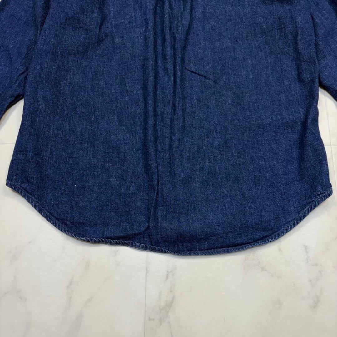 オアスロウ　デニムシャツ　日本製　インディゴ　M相当　ボタンダウン　青　長袖