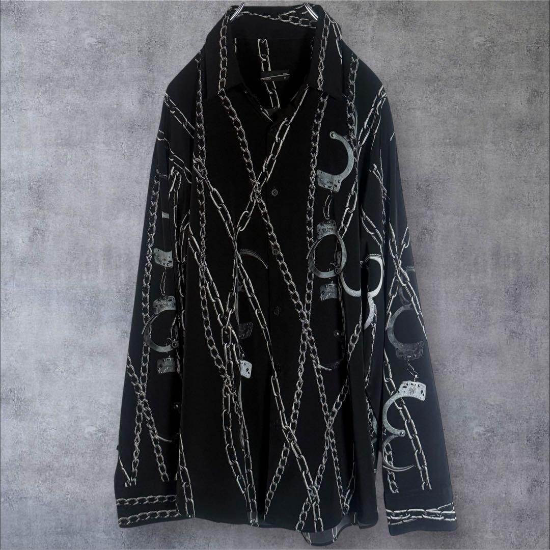 【希少サンプル品】LAD MUSICIAN デシン チェーン柄 ビッグシャツ