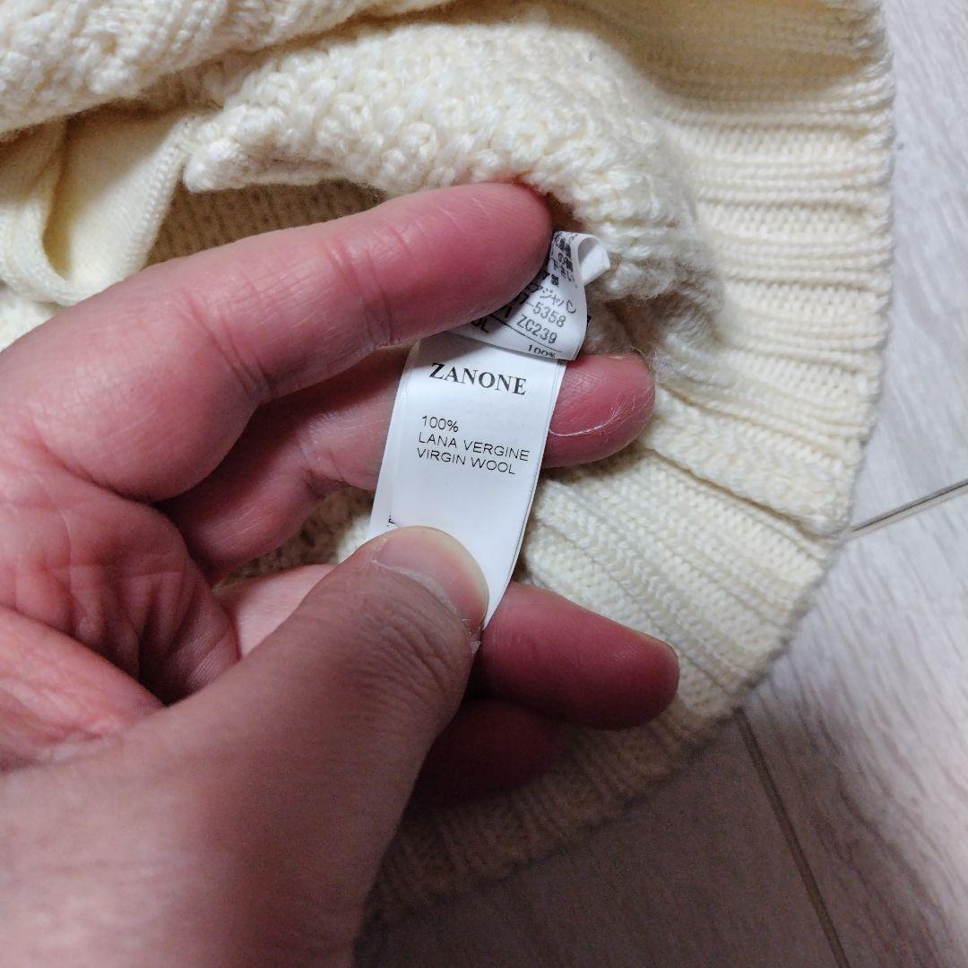 ザノーネ【伊】キョートモデル定番スタンドカラー48ウール ホワイト アイボリー系