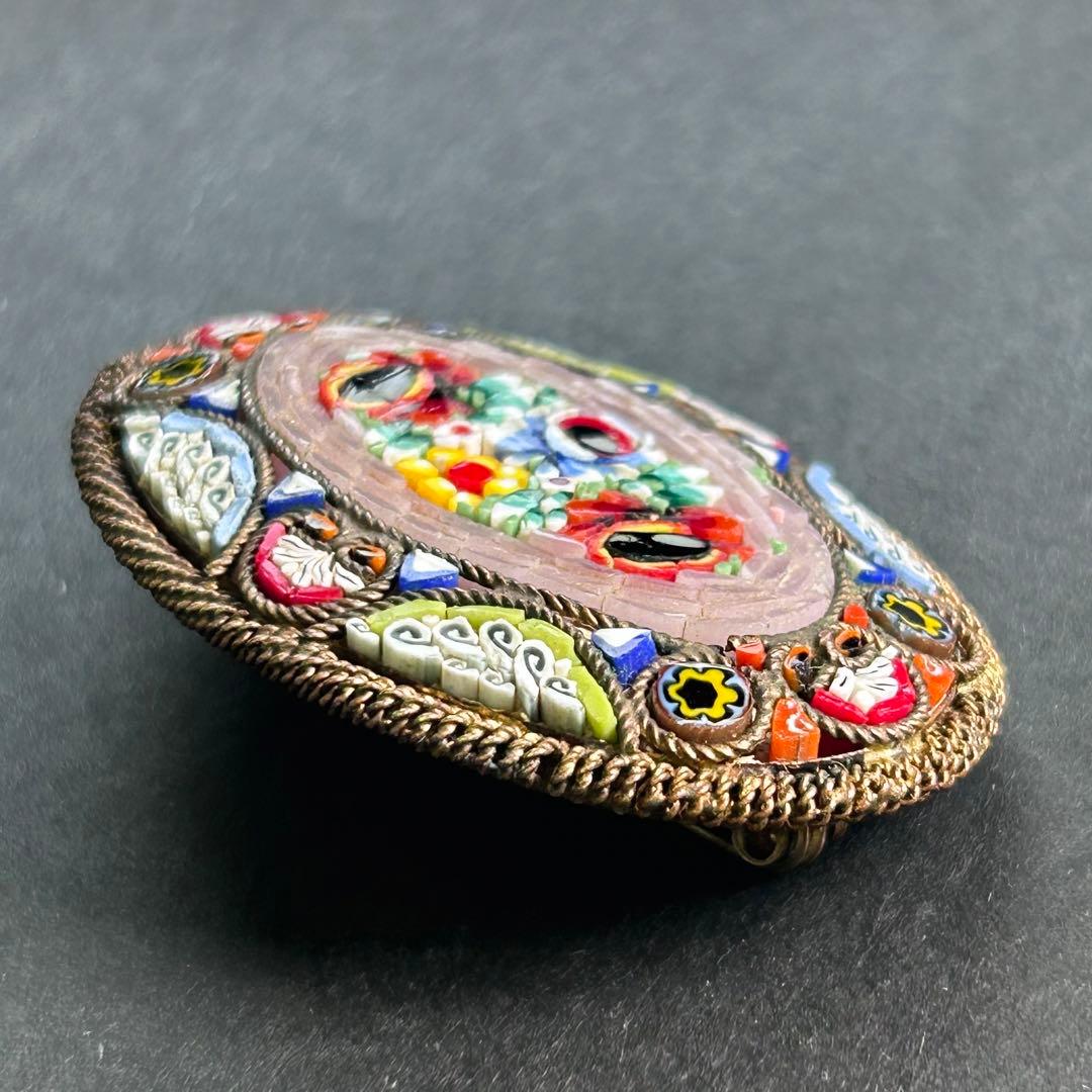 最終価格✤ITALY【大きなマイクロモザイク】美しいヴィンテージブローチ