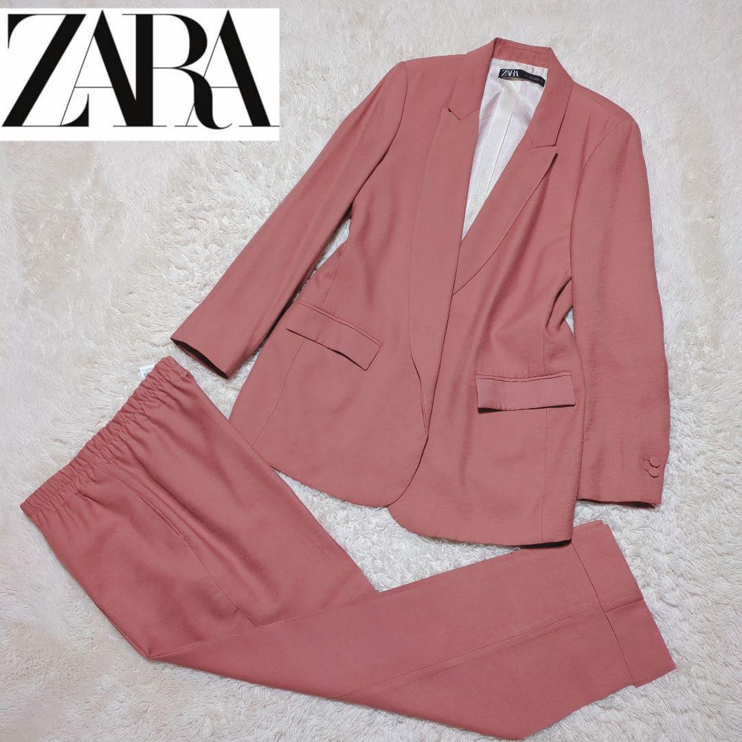 美品！ZARA　スーツセットアップ　ワイドパンツ　L　ピンクオレンジ