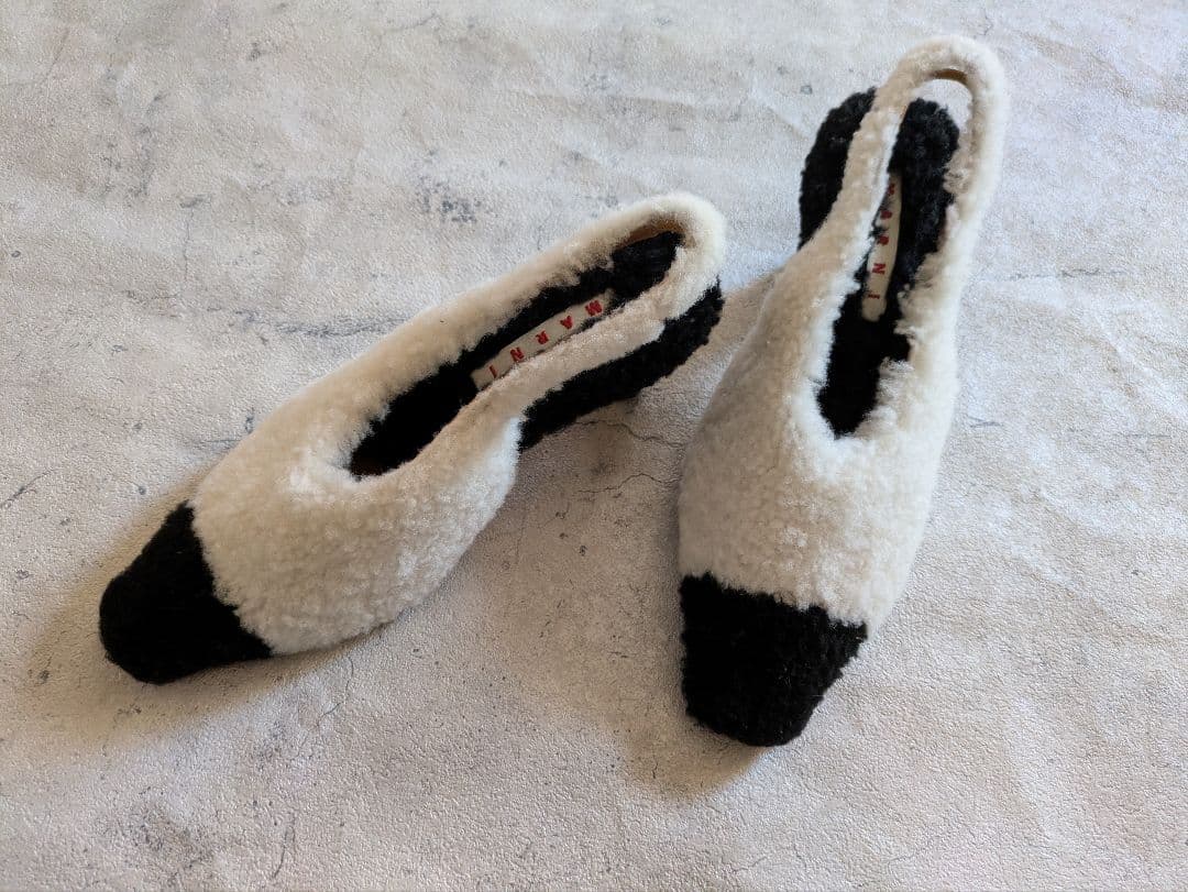 MARNI ムートンボアポインテッドトゥ シューズ