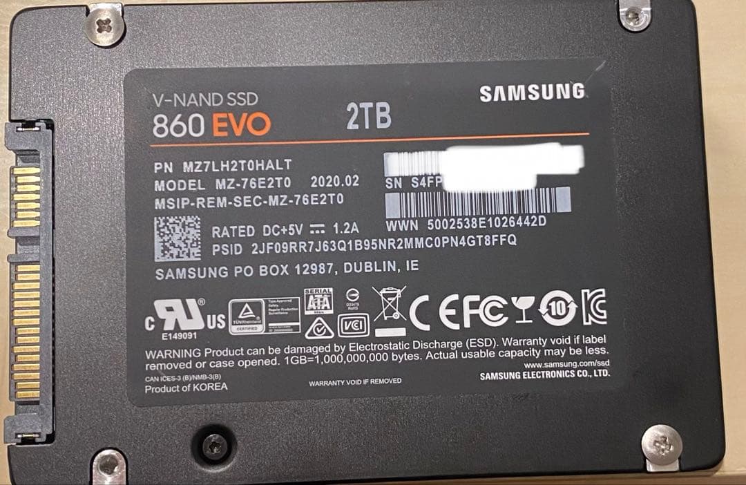内蔵型SSD Samsung 860 EVO 2TB SSD