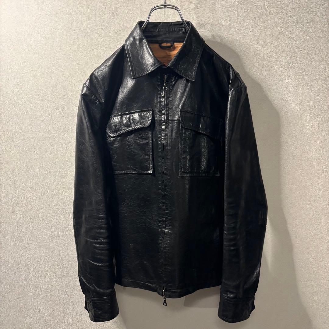 90's 00's レザー vintage 本革 ジャケット ブルゾン 軍隊