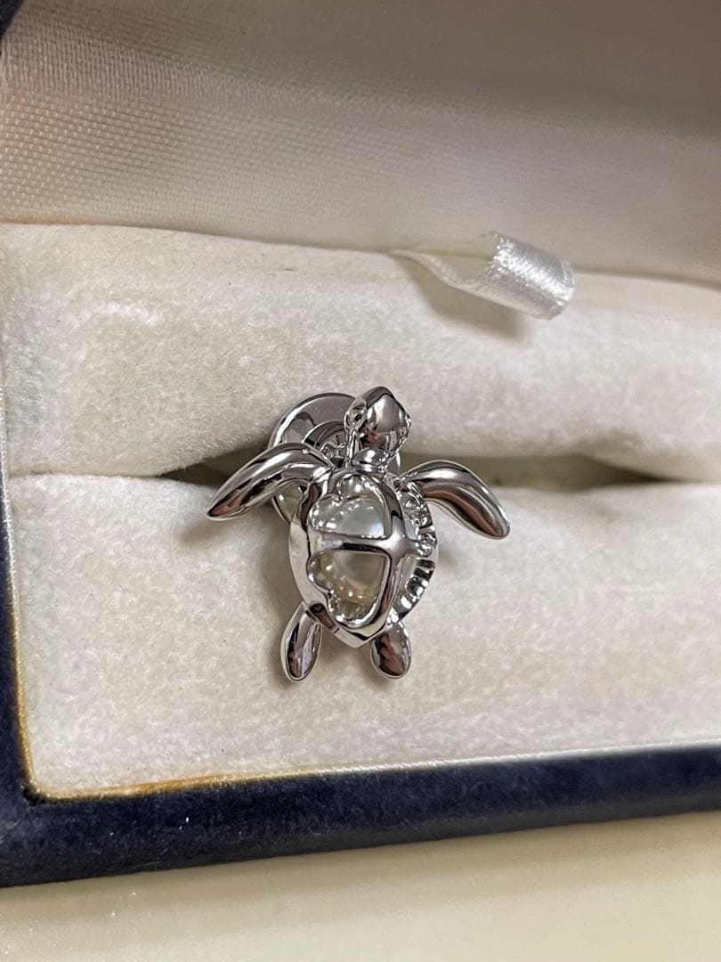 美品　mikimoto ピンブローチ　亀　パール ミキモト　SILVER