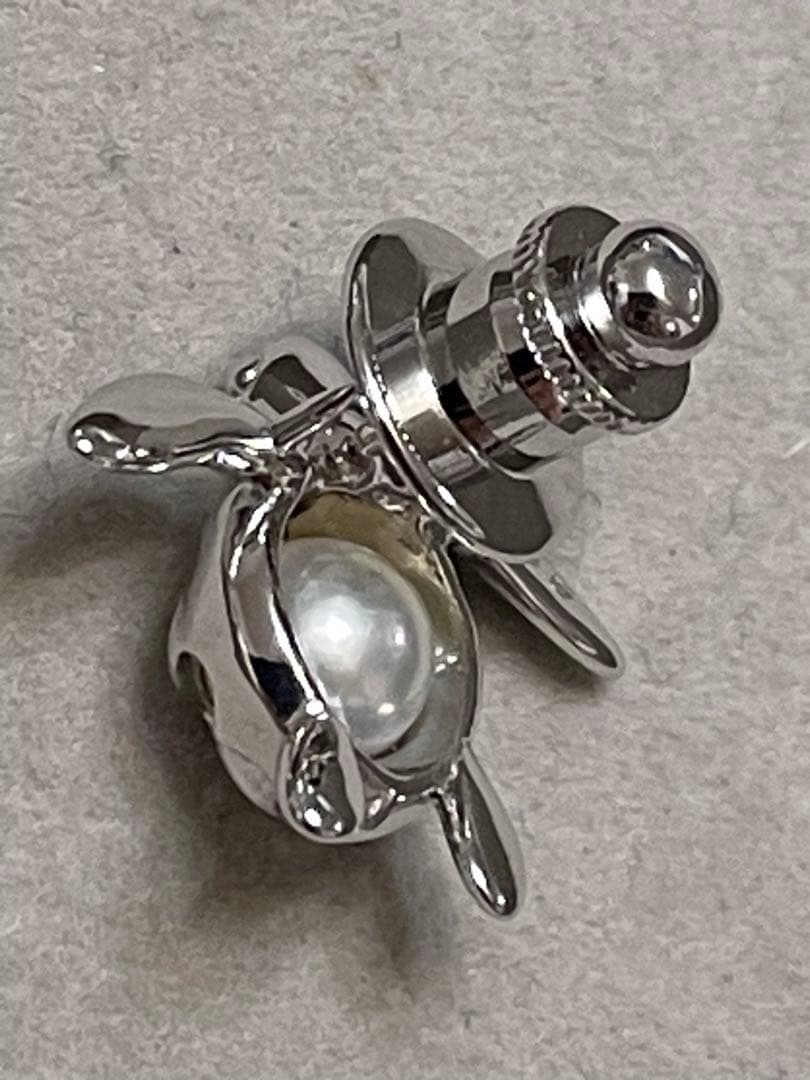 美品　mikimoto ピンブローチ　亀　パール ミキモト　SILVER