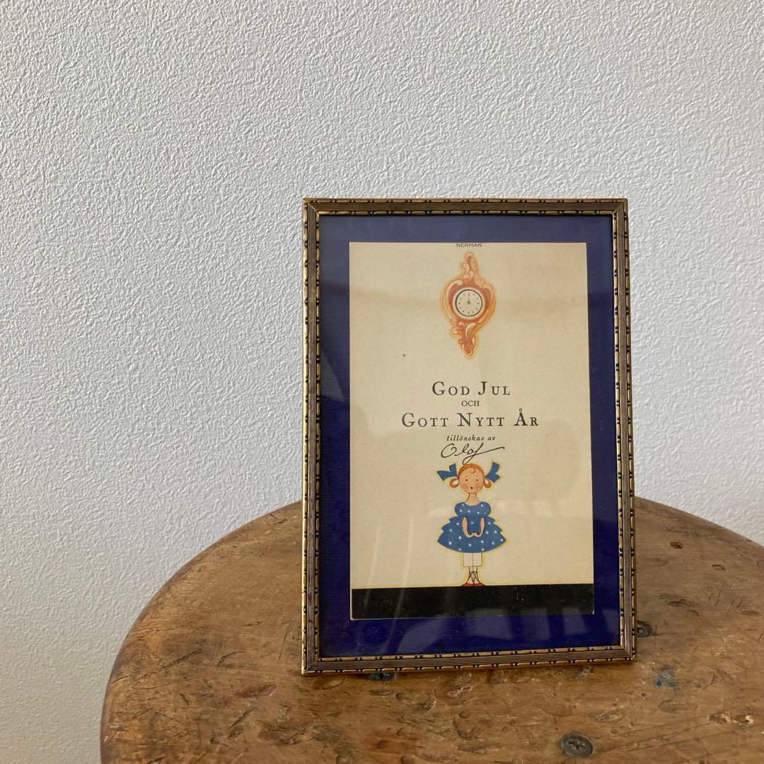 アンティークフレームA★超希少スウェーデン1920年代エイナルネイマンカード入り