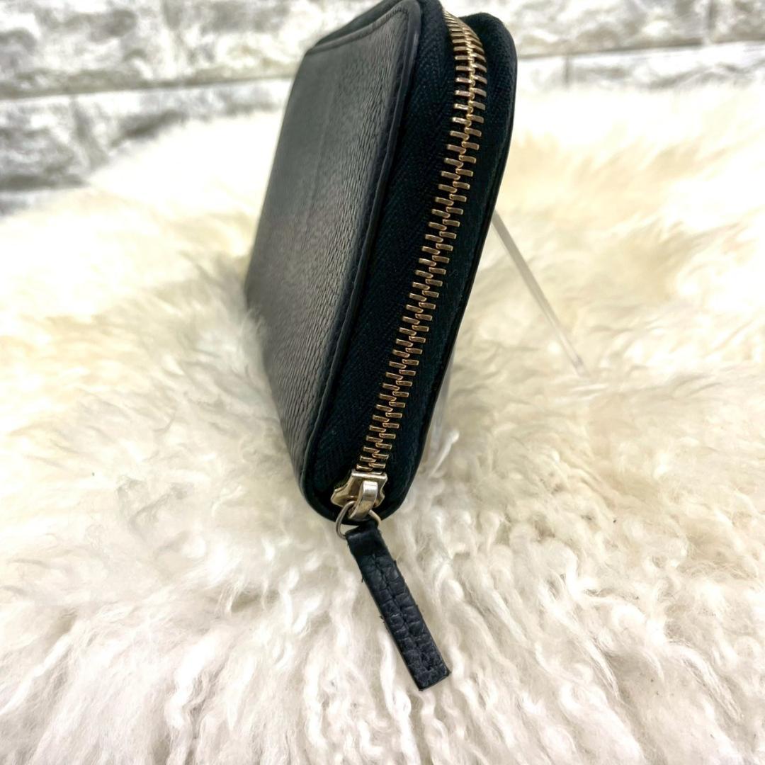 GUCCI　グッチ　インターロッキング　ラウンドファスナー　長財布　ブラック