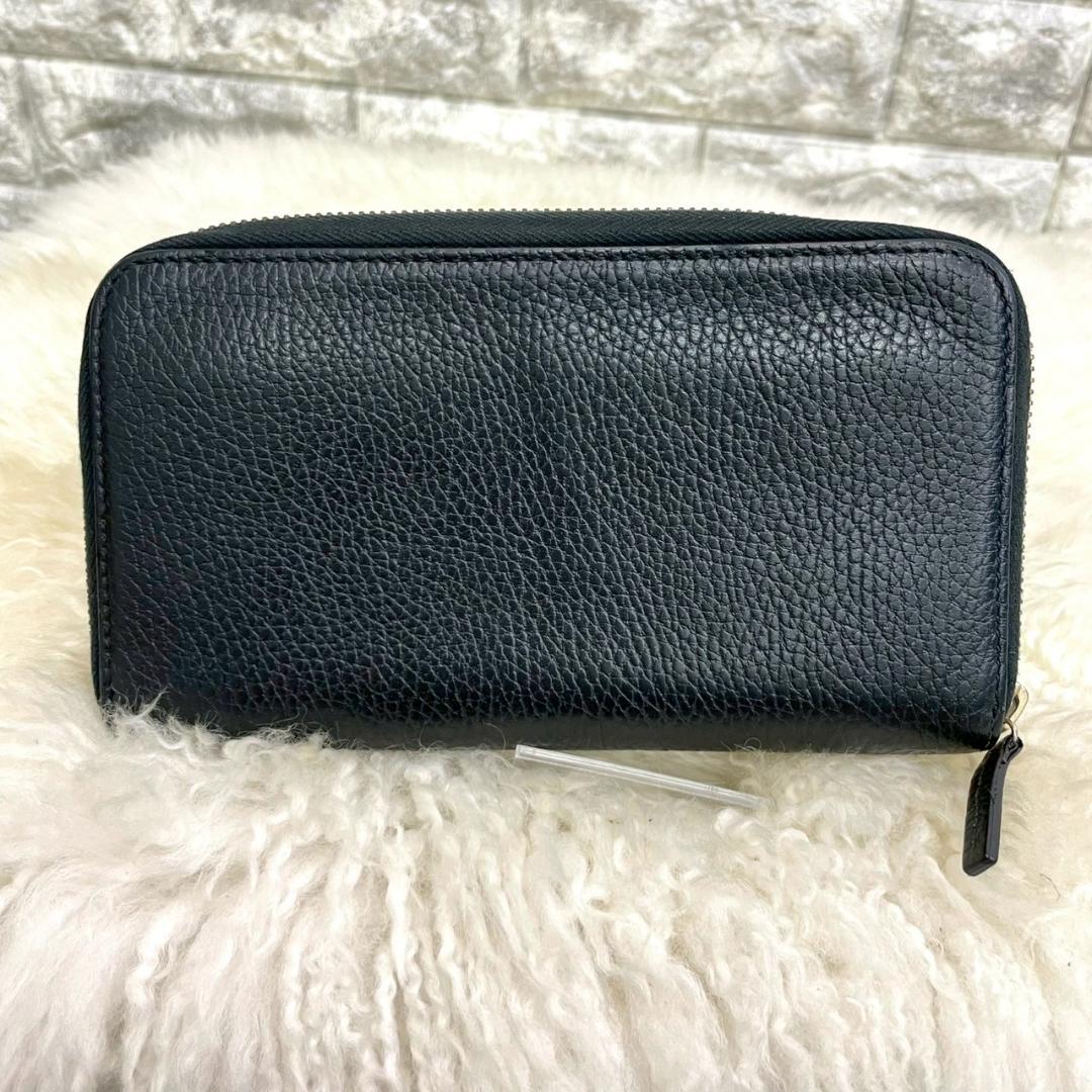 GUCCI　グッチ　インターロッキング　ラウンドファスナー　長財布　ブラック